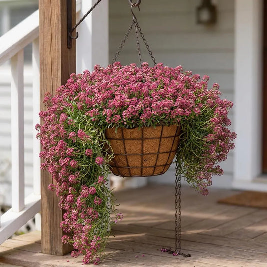 Wonderland Deep Rose Alyssum, Mounding, Hanging Basket, Foreground Flowers, Fast-grower