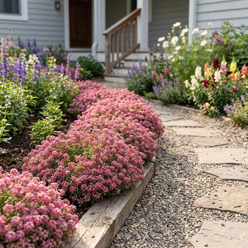 Wonderland Deep Rose Alyssum, Mounding, Hanging Basket, Foreground Flowers, Fast-grower