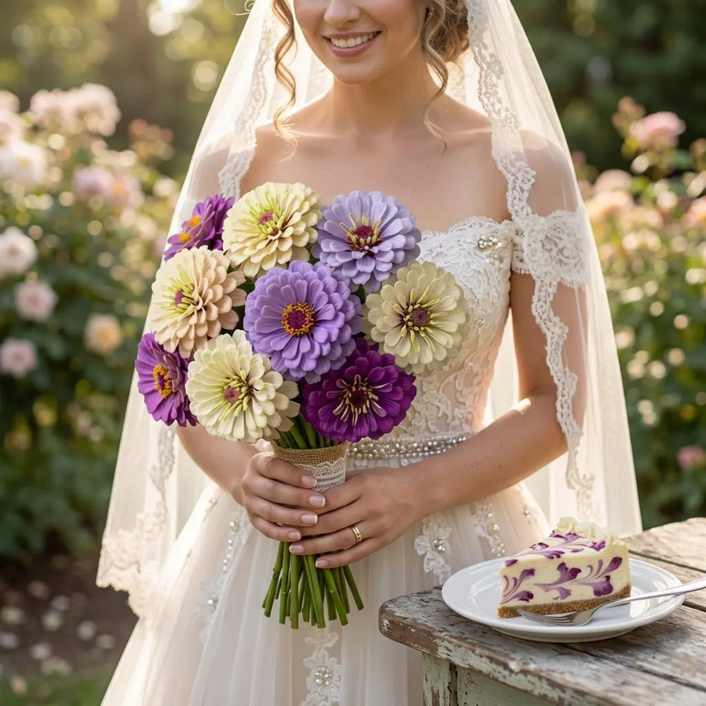 Zinnia Blueberry Cheesecake Seeds, Cut Flowers, Wedding Arrangement, Jewel tone flowers