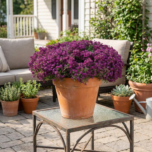 Wonderland Deep Purple Alyssum, Hanging Basket, Fast Grower, Spreading Flowers, Mounding Flowers