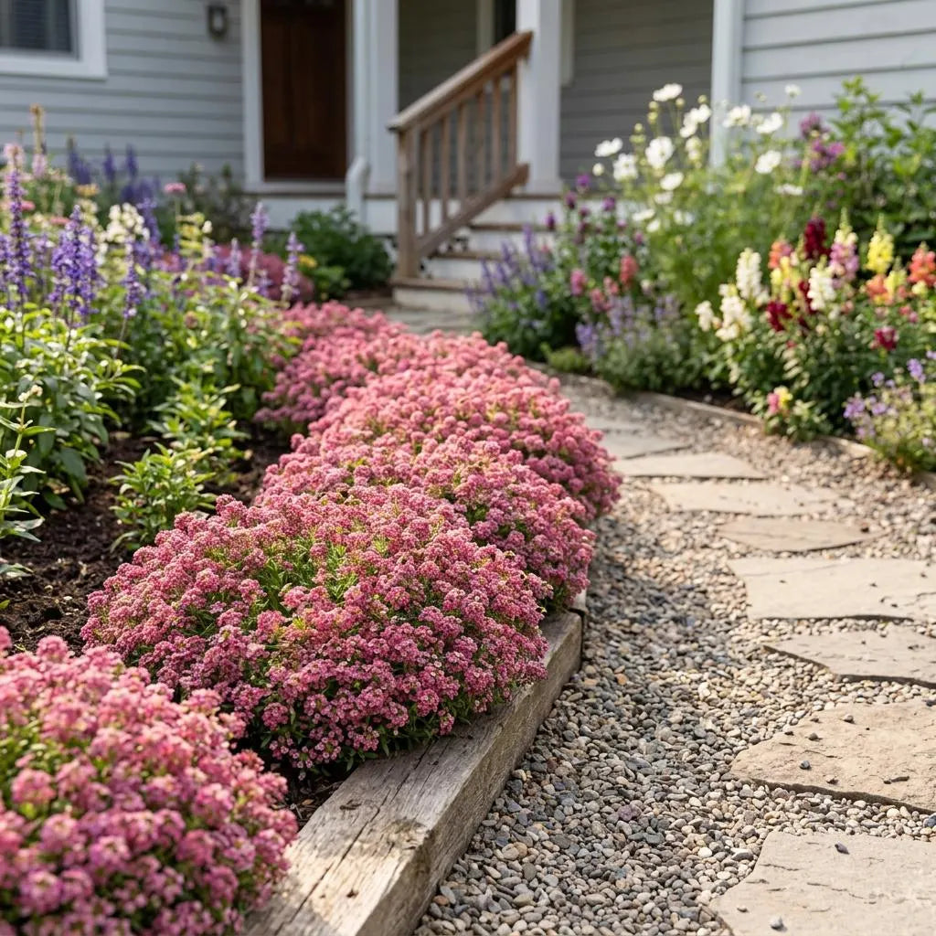 Wonderland Deep Rose Alyssum, Mounding, Hanging Basket, Foreground Flowers, Fast-grower
