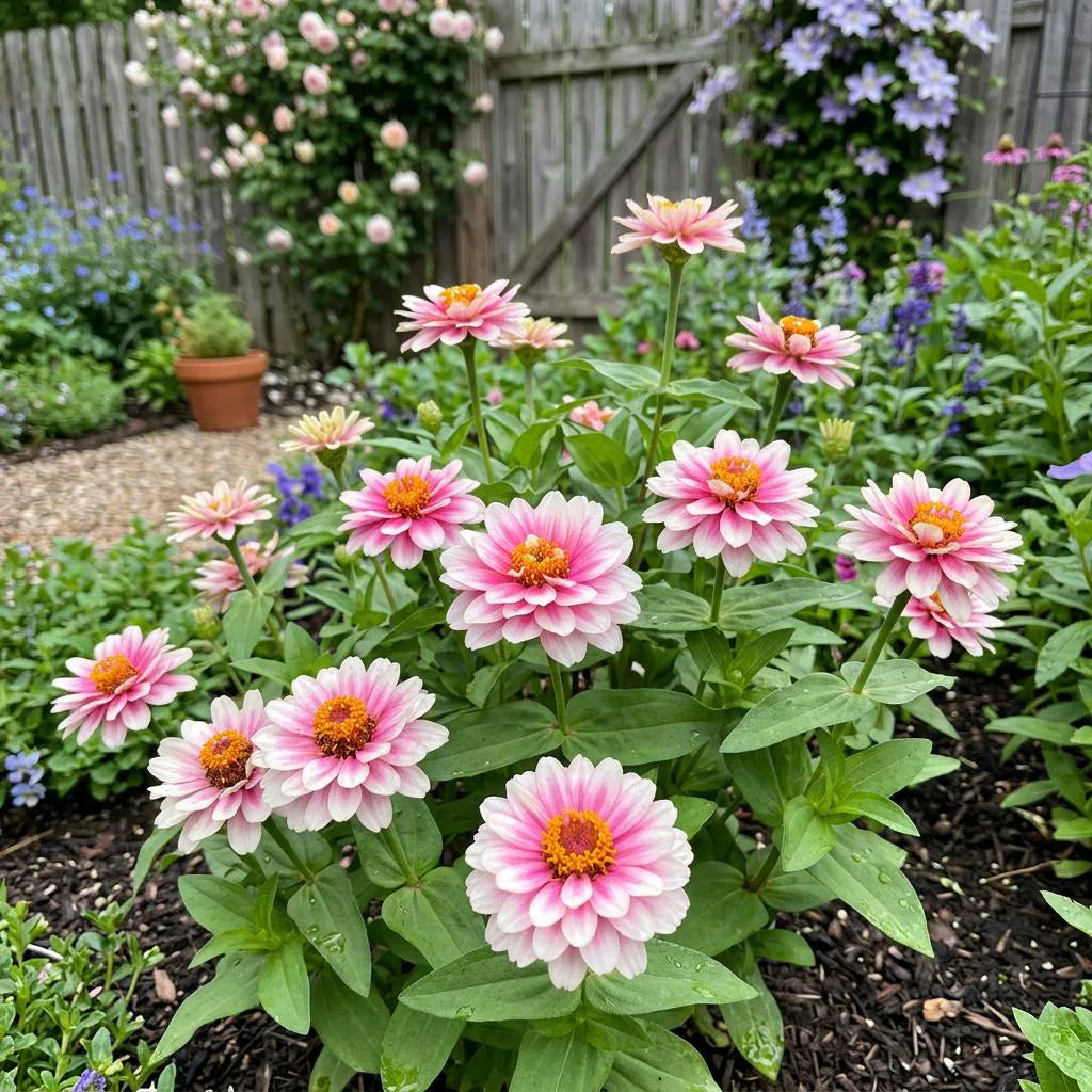 Belize Dbl Pink Bicolor Zinnia Seeds, Non-Stop Blooms, Pollinator Garden