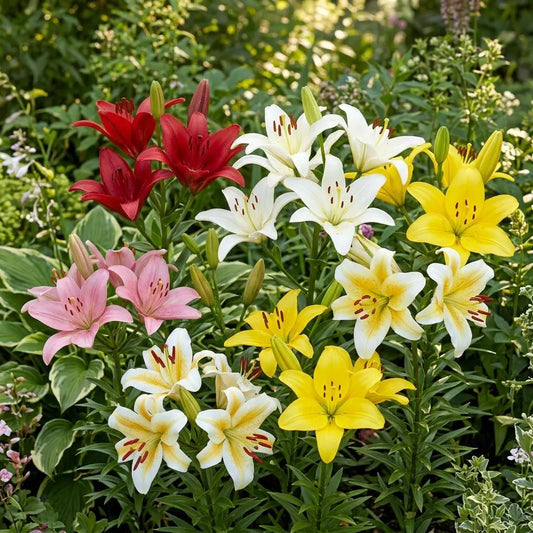 Mixed Asiatic Lillies Bulb Pack, Easy-care Bulbs, Summer blooms, Fall Blooms, Vibrant Blooms