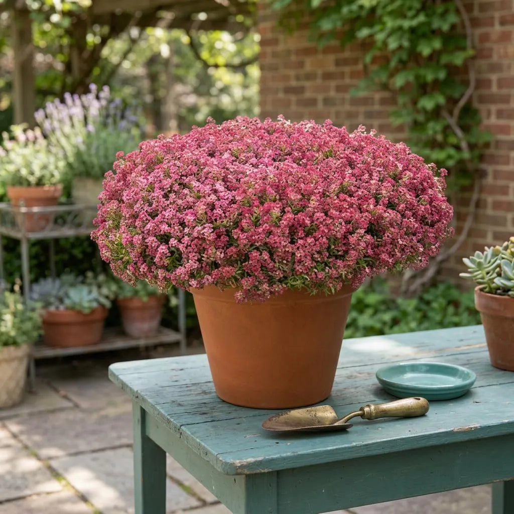 Wonderland Deep Rose Alyssum, Mounding, Hanging Basket, Foreground Flowers, Fast-grower