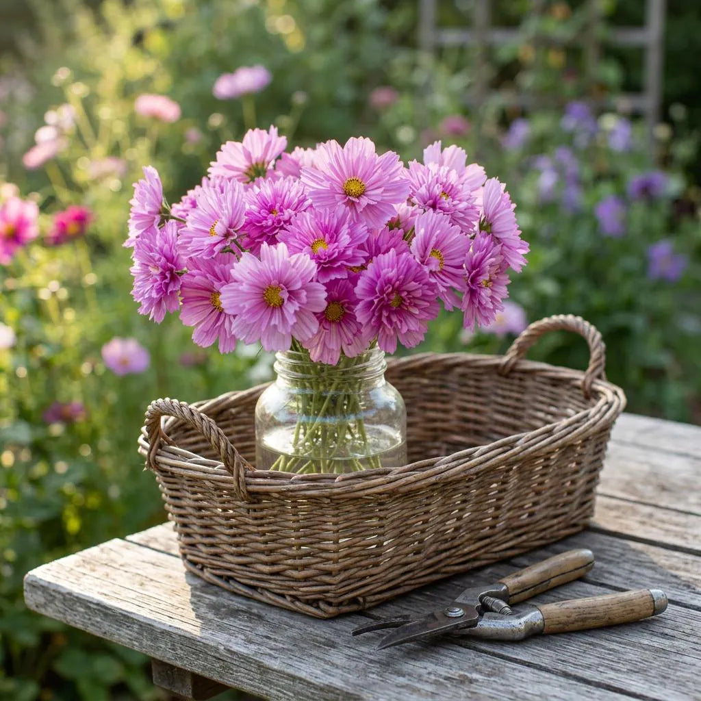 Rose Bon Bon Cosmo Seeds, Rare Cosmo, Double-layered flowers, long blooming season, attracts pollinators