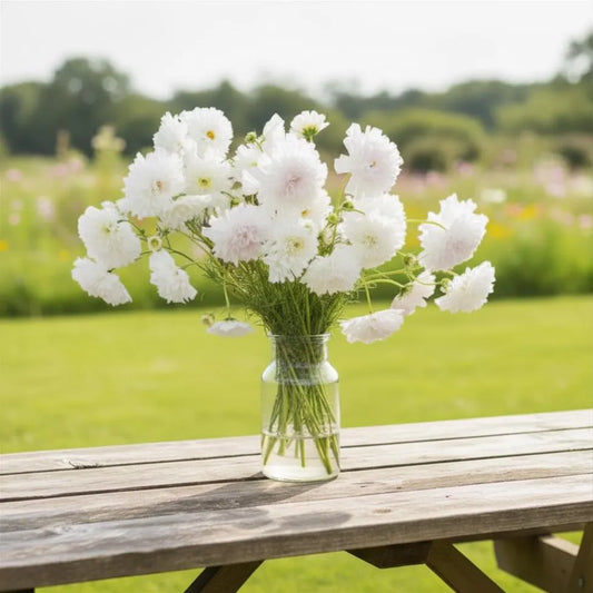 Snow Puff Cosmo Seeds, Cottage Garden, pollinator garden, moon, garden, Wedding flowers