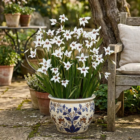 5 Gladiolus Murielae, Peacock orchid Bulbs, faux orchid, star-shaped blooms