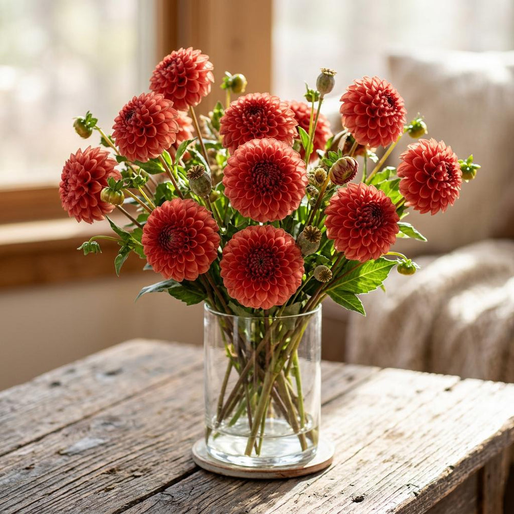3 Copper Boy Pom Pom Dahlia Tuber, Cut flowers, Compact flowers, Wedding flowers, bouquets