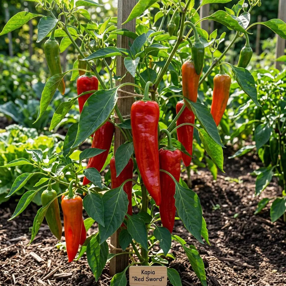 Kapia Red Sword Pepper Seeds, Heirloom Sweet Variety, Roasting, Grilling, Container Garden (20 Seeds)